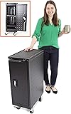 Line Leader Compact Mobile Charging Cart for Chromebooks, Laptops, Tablets and More - Charges and Stores 16 Devices - Includes Power Strip and Locking Cabinet (12.13 in x 23.25 in x 34 in)
