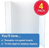 Baker Ross Tri Fold Boards Pack of 4 White 122 x 91 cm Display for Table Top view 2