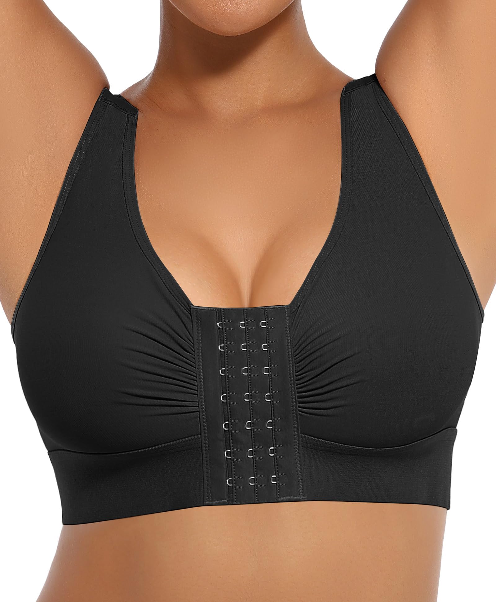 Photo 1 of FeelinGirl Post Surgery Compression Bra with Adjustable Straps for Breast Augmentation Recovery Black L