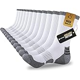 COOVAN Mens Cotton Crew Socks Moisture Wicking Cushioned Athletic Heavy Duty Work Boot Socks 6 Pairs