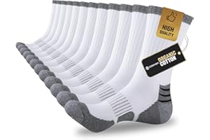 COOVAN Mens Cotton Crew Socks Moisture Wicking Cushioned Athletic Heavy Duty Work Boot Socks 6 Pairs