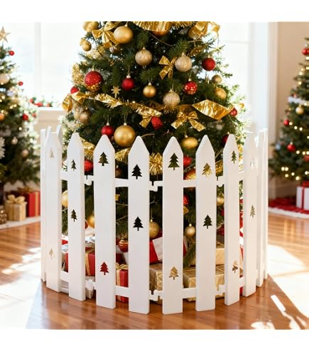 Clôture De Protection Sapin De Noël 35 Pièces – Barrière Blanche Solide Pour Chiens, Chats Et Enfants, Intérieur/Extérieur, Facile à Monter