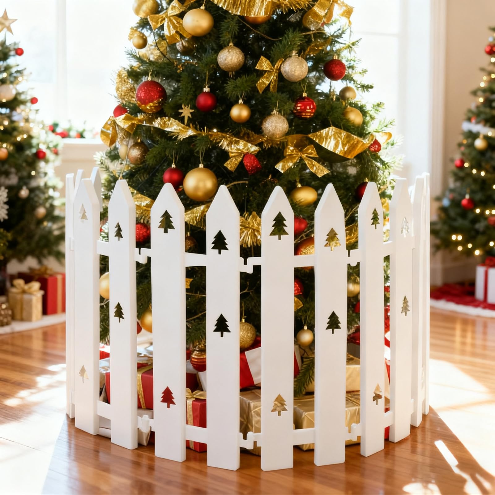 Photo 1 of *MINOR DAMAGE - USED*
Extra Height 16” Christmas Tree Fence, 12pcs Christmas Tree Gate, White Christmas Fence Decorations for Cat, Small Dog, Suit for Christmas, Birthday, Wedding Decoration