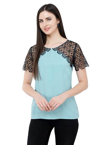 Women's Crepe Turquoise Casual Top