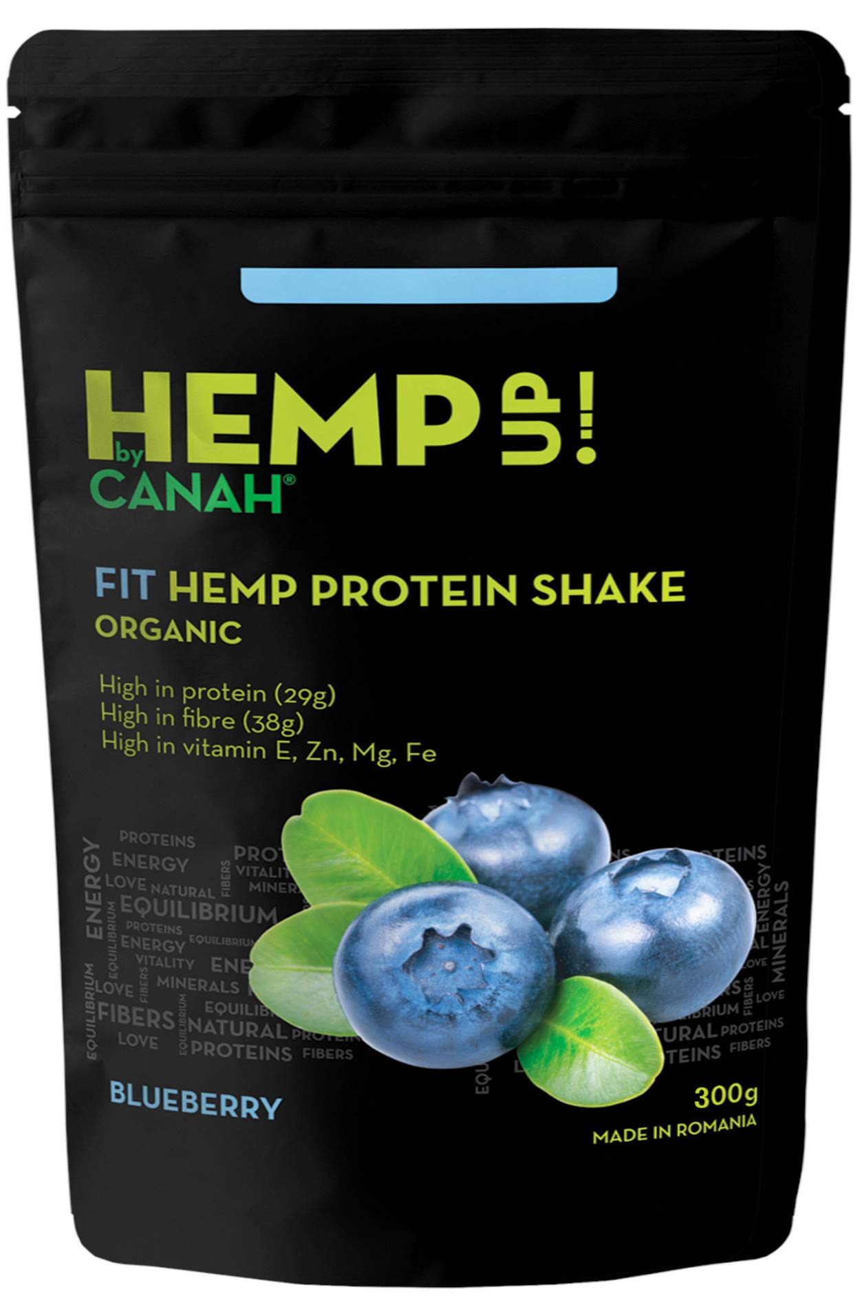 Canah® Hemp Up Blueberry Organic Shake - Fit Hemp Protein Shake for Healthy Lifestyle Meal Replacement Shake with Premium Ingredients for Optimum Nutrition Allergen Free High in Protein 300 Grams