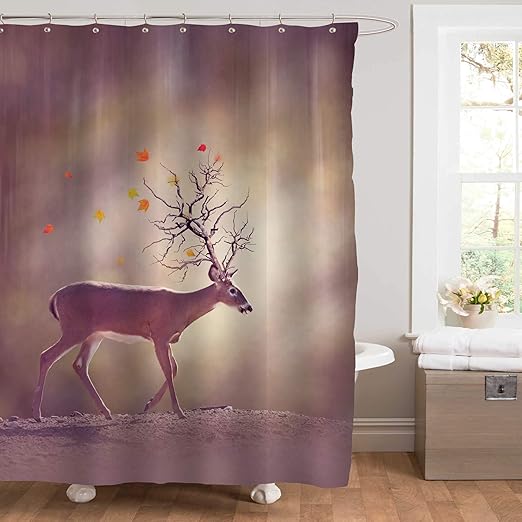 Amazon Com Mitovilla Autumn Tree Horn Deer In The Woods Shower