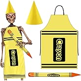 MiniInflat 12ft Skeleton Outfits Accessories Back to School Skeleton Outfit | Crayon Apron Skeleton, Hat and Large Inflatable Crayon, Giant Sized Skull Clothing for Outdoor Garden