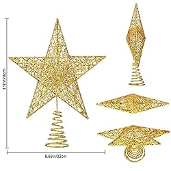 Christmas Tree Toppers Xmas Glitter Gold Hollow