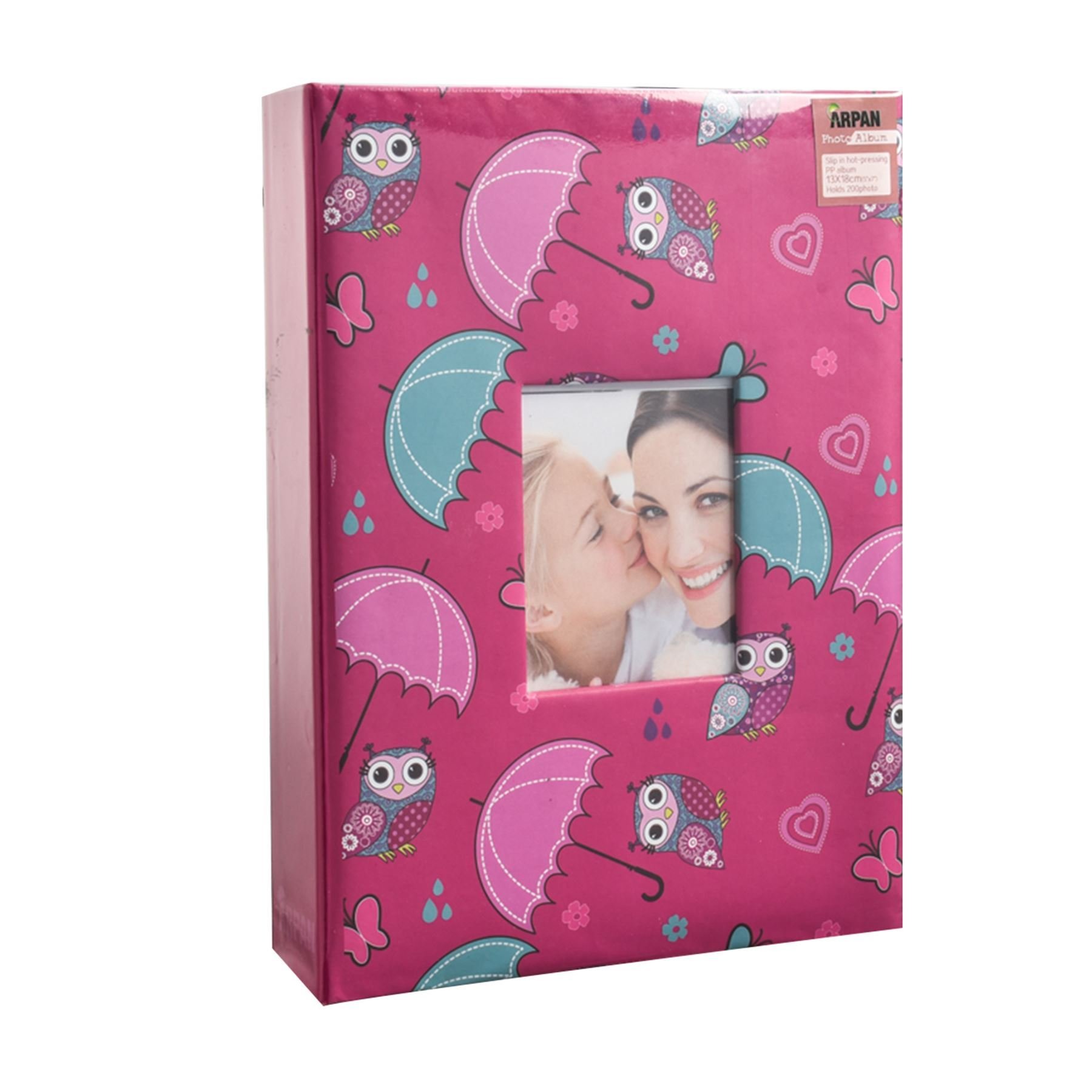 Arpan Fashion Design 200 Holds Photo Album for 5"X7" (13X18cm) Photo with Window (Pink-Owl-Umbrella)