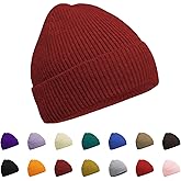 ZOORON Warm Knit Beanie for Men Women Winter Hat, Thick Fisherman Beanies Cuffed Plain Skull Caps