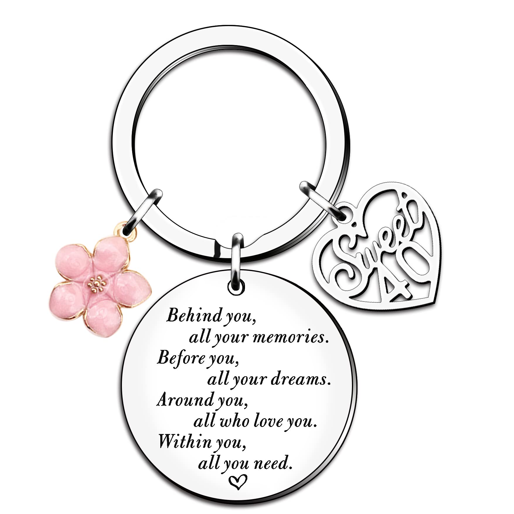 HULALA Sweet 40th Birthday Gifts For Women Keyring Keychain Key Rings Friend Wife Mum Presents Behind You All Your Memories Before You All Your Dreams