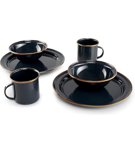 Amazon.com: Coleman 24-Piece Enamel Dinnerware Set for Outdoor
