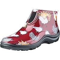 Sloggers Women's Waterproof Rain and Garden Ankle Boots with Comfort Insole, Chickens Barn Red, Size 6, Style 2841CBR06