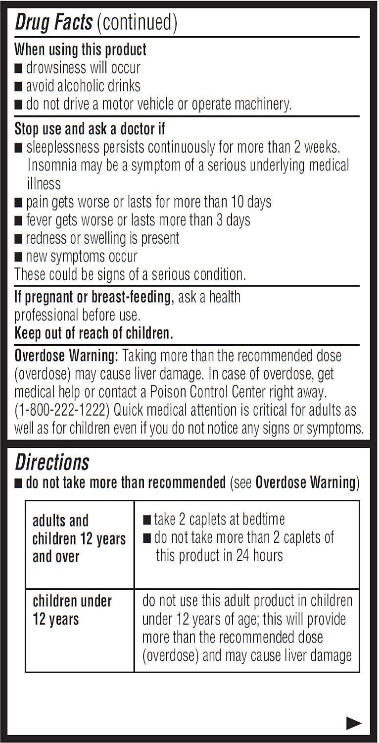 ValuMeds PM Pain Reliever and Nighttime Sleep Aid (375-Caplets) Acetaminophen 500mg | Fast-Acting Relief for Headaches, Minor Aches | Non-Habit Forming: Health & Personal Care