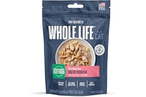 WHOLE LIFE PET PRODUCTS Whole Life Cat Freeze Dried Cat Food - Human-Grade Wet Food Toppers, Single Ingredient Snacks & Lickable Treats, Instantly Hydrating Natural Broth Just Add Water, Made in USA - Shredded Tuna, 3 Oz