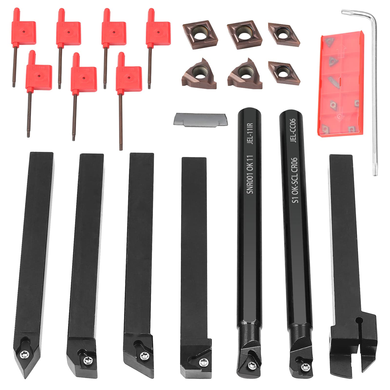 MIRTHBUY 10 x 10mm Shank Lathe Drill Bar Carbide Inserts Rotary Tool Holder Set with Carbide Inserts