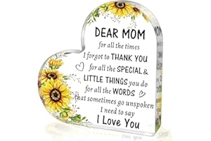SUEHHYY Birthday Gifts for Mom from Daughter Son, to My Mom Acrylic Heart Sign Paperweight Presents, Christmas Mothers Day Valentines Day Gifts for Mom from Kids