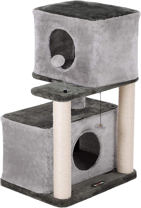 Feandrea Arbre à Chat 80 Cm Gris Clair Et Gris Foncé