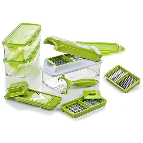 Genius Nicer Dicer Smart | 14 Teile | Genius-Edition | Obst- und Gemüseschneider | Würfeln | Schneiden | Hobeln | Bekannt aus
