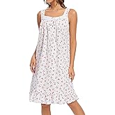 FMIRREO Cotton Nightgown for Women Sleeveless Comfy Sleepdress Lightweight Sleepwear Nightdress Cotton House Dress