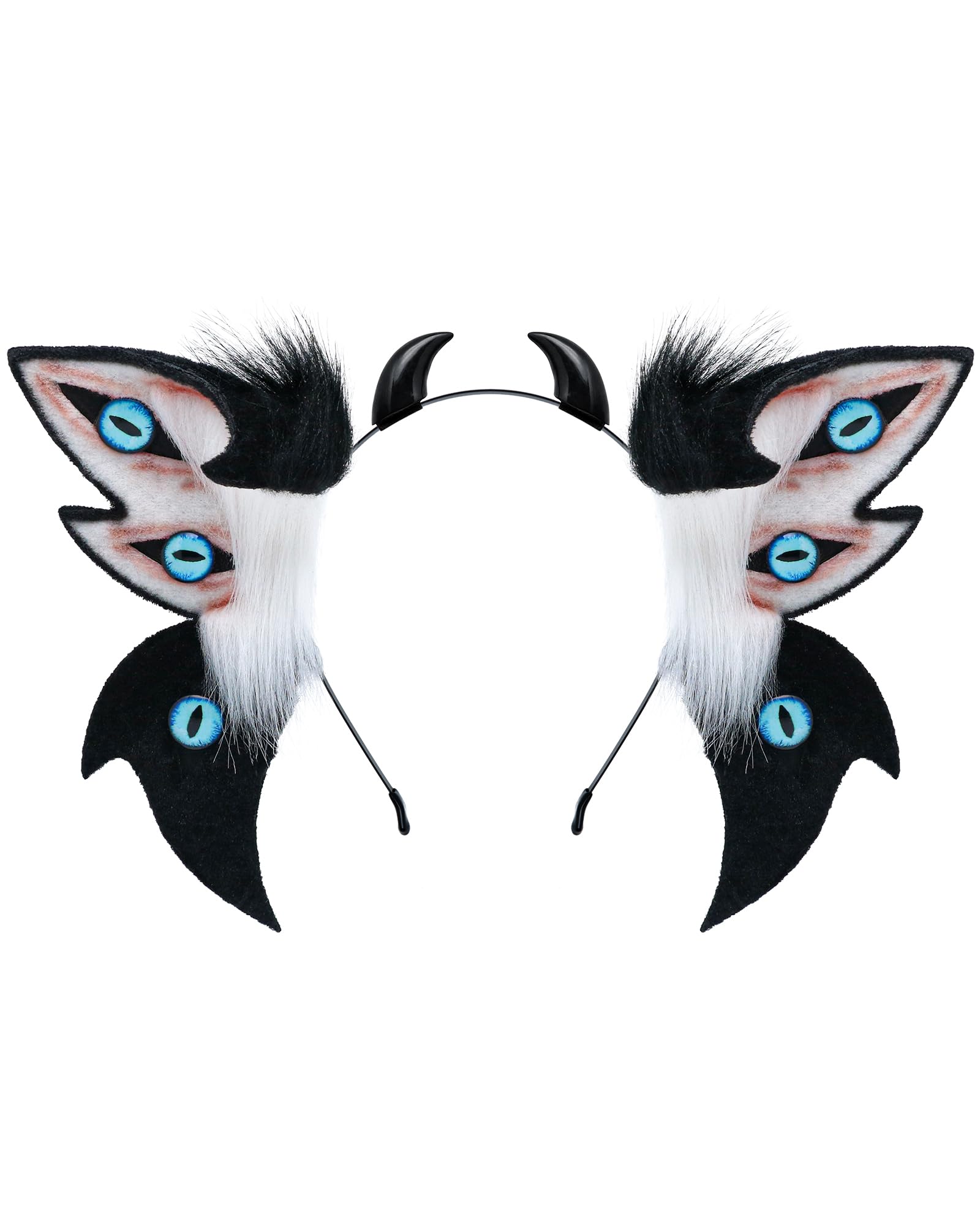 ZFKJERS Realistic Furry Animal Ears Headband Fantasy Creature Ears Cosplay Accessory for Halloween (Cthulhu Black)