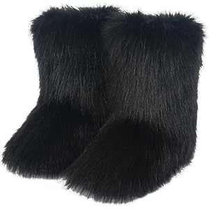 VERYNILO Women'S Faux Fur Boots Winter Furry Fluffy Short Snow Boots | Comfy Warm Mid-Calf Fuzzy Boots Plush Lining Y2k Outdo