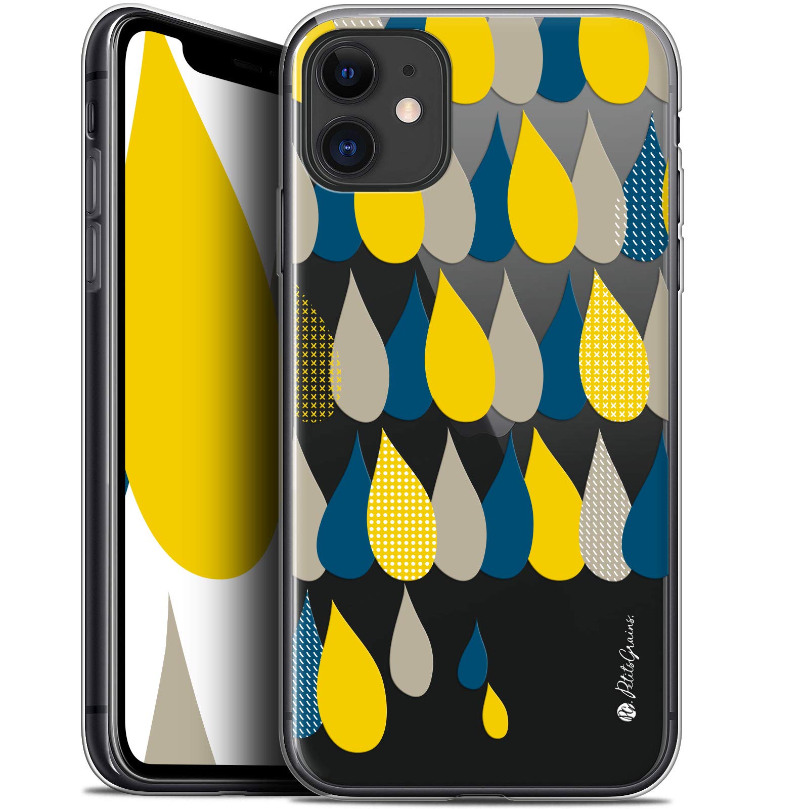 Ultra Slim Shell Case for 6.1-Inch Apple iPhone 11 with Small Grains and 3 Raindrops Design