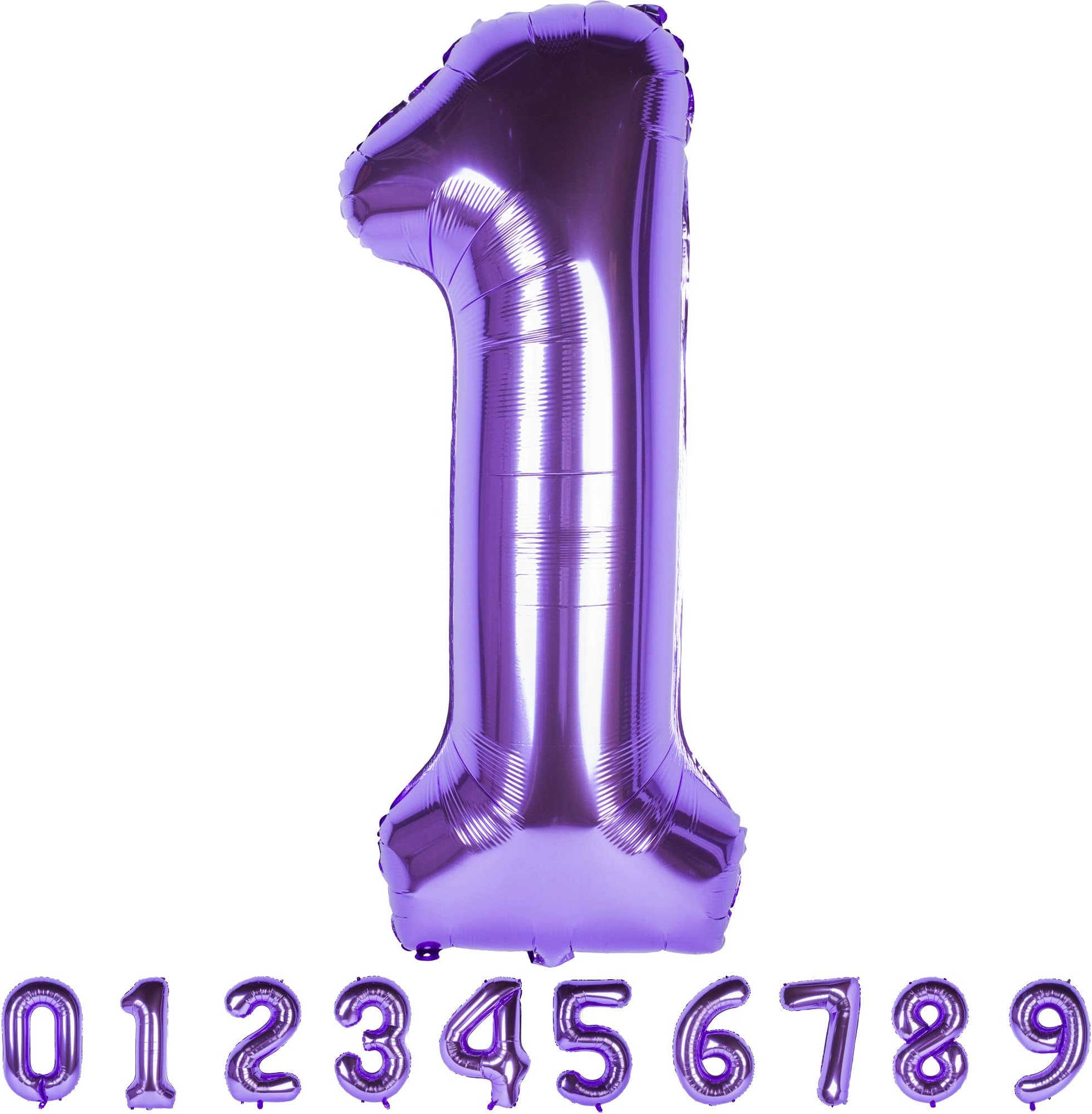 40 Inch Giant Purple Number 1 Balloon，Foil Helium Mylar Large Digital Balloons for Girl Birthday Party Decorations，Wedding，Bridal Shower