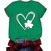 St Patrick's Shirts for Women Lucky Irish Shamrock Paddy's Shirt Cute Shamrock Graphic Short Sleeve Tees Tops