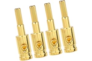 REPAIROCK 4pcs Amp Input Reducer Copper 8 Gauge Car Stereo Audio AWG Pin Power Ground Wire Reducer Gold Tone Auto Replacement