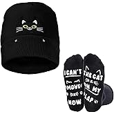Cat Beanie and Funny Socks for Women - Cute Warm Gifts for Cat Lovers