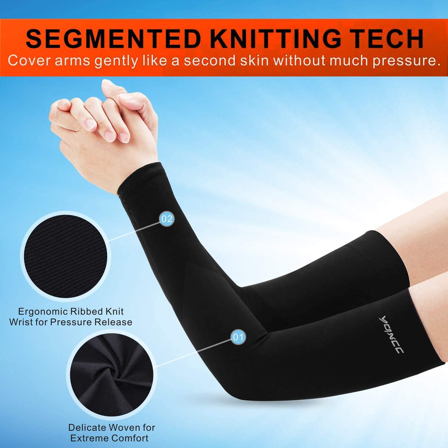 UV Sun Protection Arm Sleeves - UPF 50 Compression Cooling Arm Cover for Men & Women: Clothing