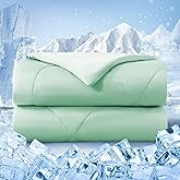 bedsmile Cooling Comforter King Size, Double-Sided Cold Tech Fabric Quilted Bed Comforters Cooling Blanket for Hot Sleepers, Breathable Lightweight Summer Bedding, All-Season Ice Blanket, Sage Green