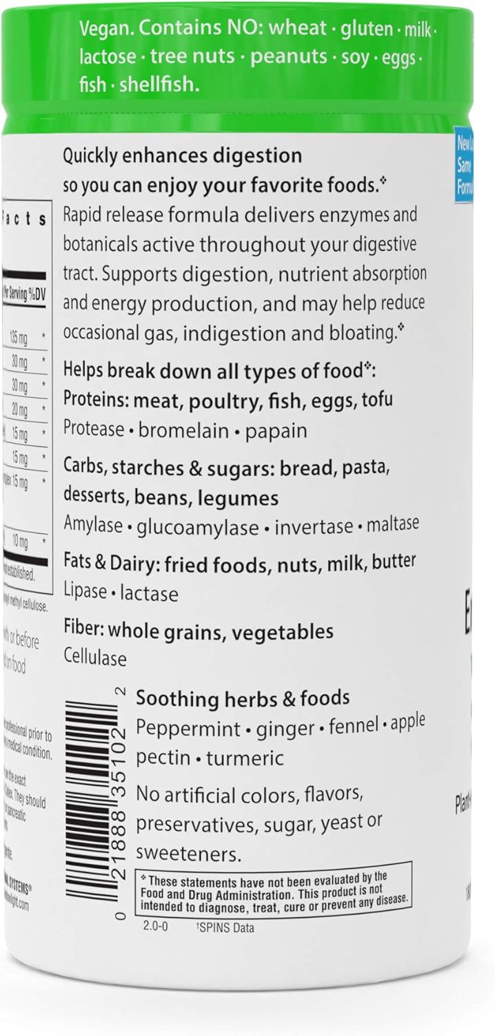 Rainbow Light Advanced Enzyme System, Digestive Support - 180 Capsules (Package May Vary) : Multi Enzymes Nutritional Supplements : Grocery & Gourmet Food