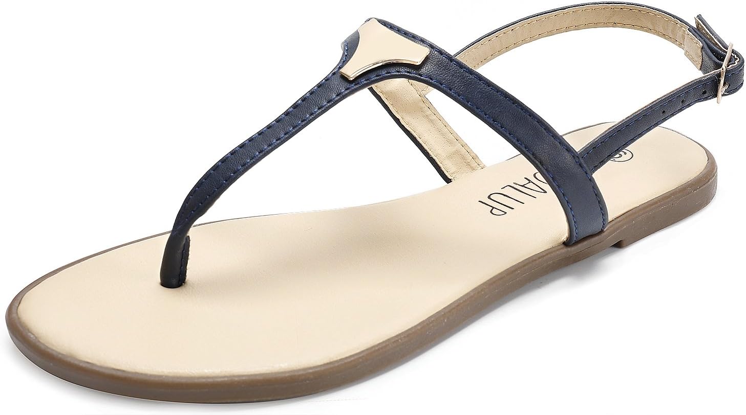 SANDALUP Flat Thong Sandals with Triangle Metal for Women