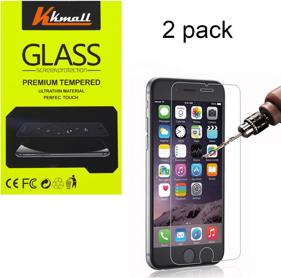 2 Pack iPhone 6S Plus Screen Protector, Vkmall iPhone 6S Plus Tempered Glass Screen Protector for Apple iPhone 6 Plus, iPhone 6S Plus 2015