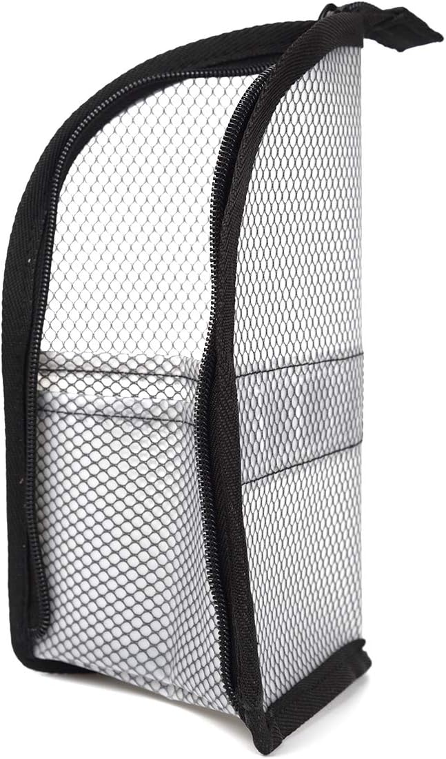 Patu Transparent Travel Toiletry Bag, Standing Waterproof Mesh Pouch, Toothbrush Holder Shaving Washing Kits Organizer, Personal Care Trip Case, Black