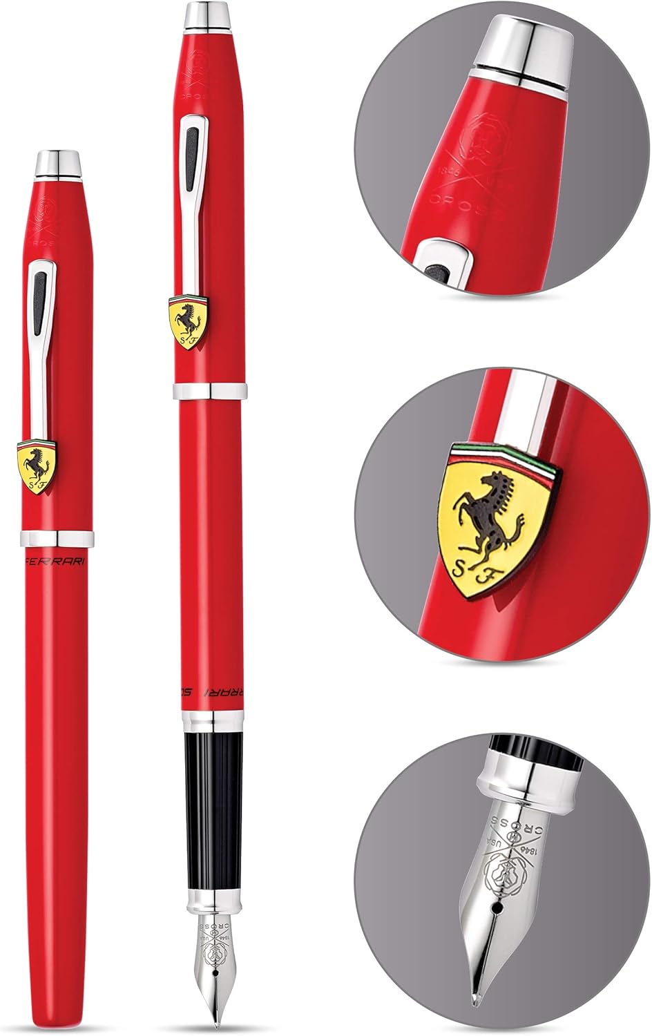 Cross Century II Ferrari Collection Glossy Rosso Corsa Red Lacquer / Rhodium Fountain Pen Item # FR0086-120FS - Image 2