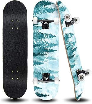 Amazon Andrimax スケートボード 完全スケートボード 初心者 キッズ 男の子 女の子 大人 ユース用 スタンダード スケートボード 31インチ X 8インチ 7つのレイ付き メープルデッキ プロ スケートボード ロングボード スケートボード ツリー Andrimax スケート
