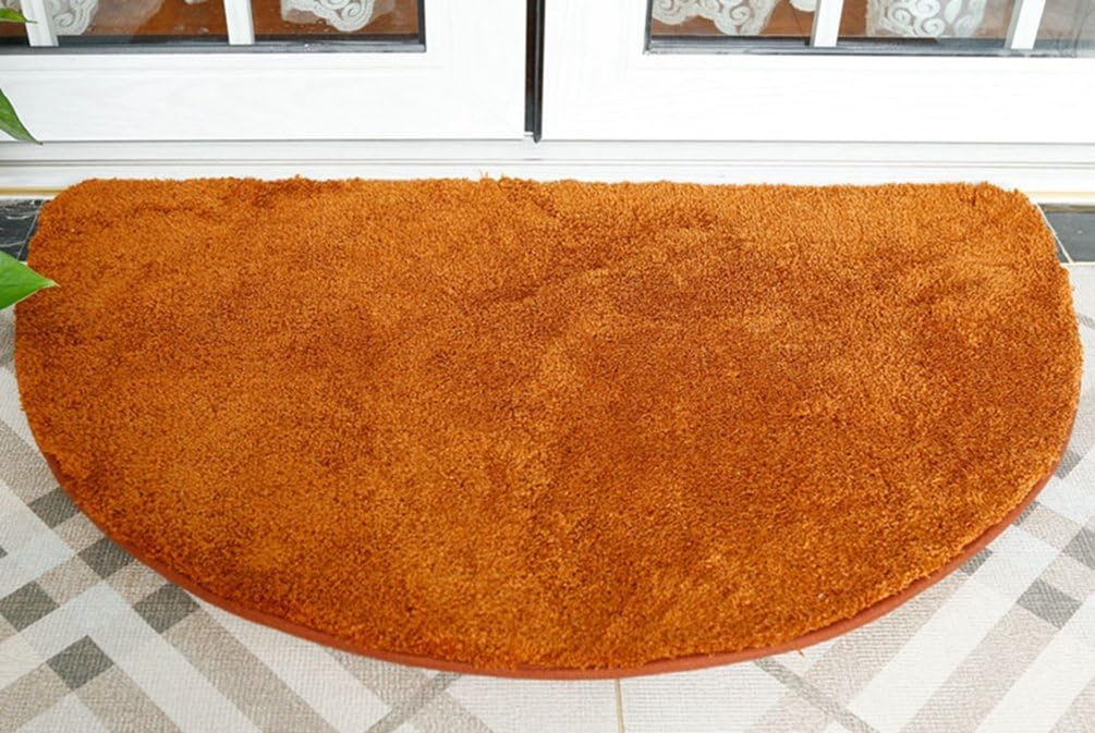 ZebraSmile Washable Non Slip Super Soft Bath Room Rug Inside Under Door Mat Non Slip Semi Circle Rug Indoor Door Rug Half Moon Mats For Kitchen Door Rug Thin Micro fiber Door Rug 15.7 X 23.6IN /Coffee