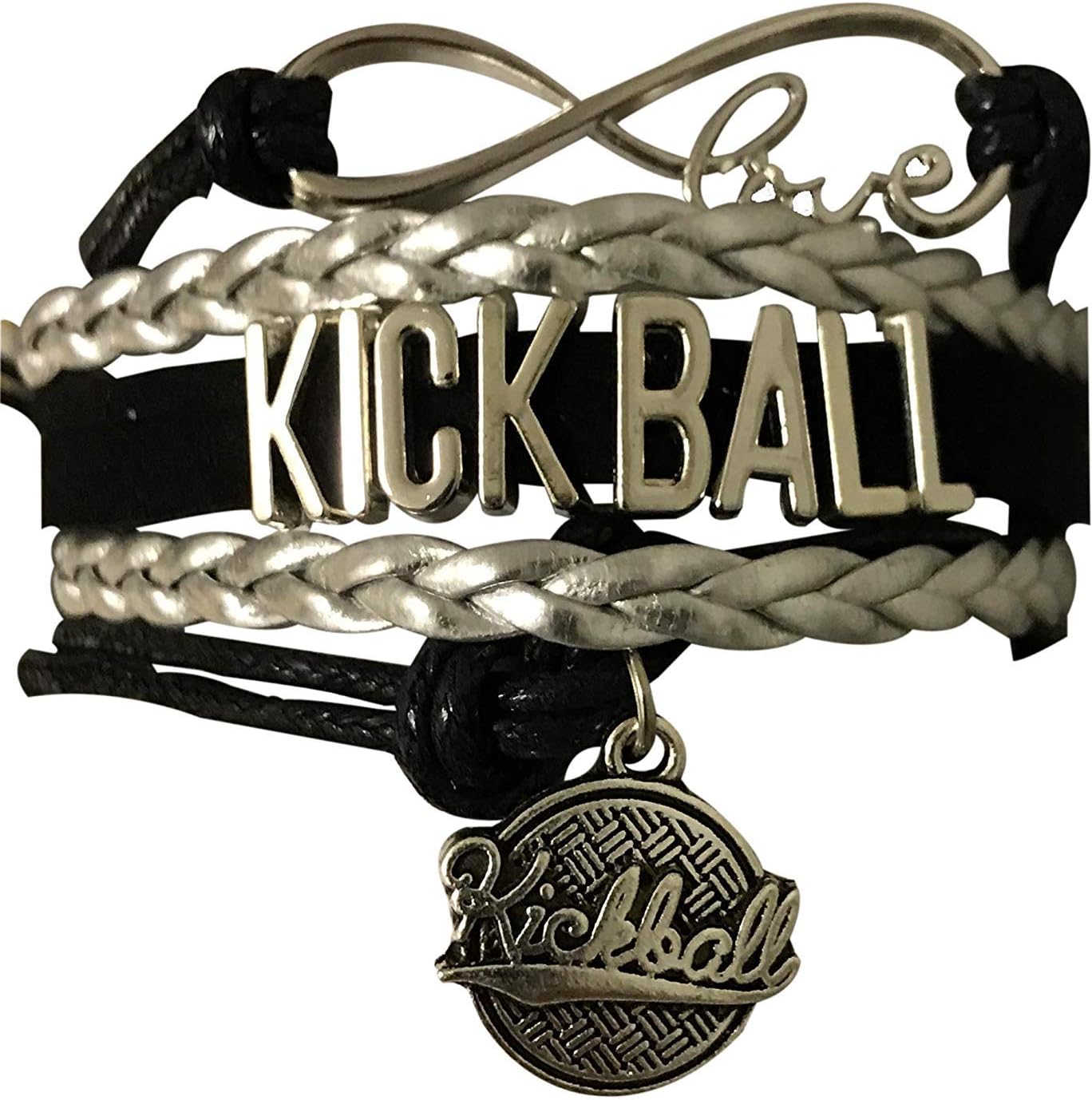 Kickball Infinity Charm Bracelet, Kick Ball Gifts for Players, Teams and Coaches