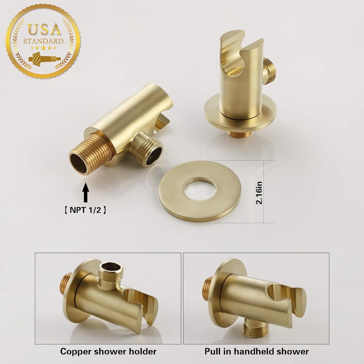 SKOWLL Bathroom Faucet Shower Set Rainfall Shower Faucet System Three Handle 8-Inch Rainfall Shower with Included Rough-in Valve Trim Kit, Brushed Gold Finished - - 