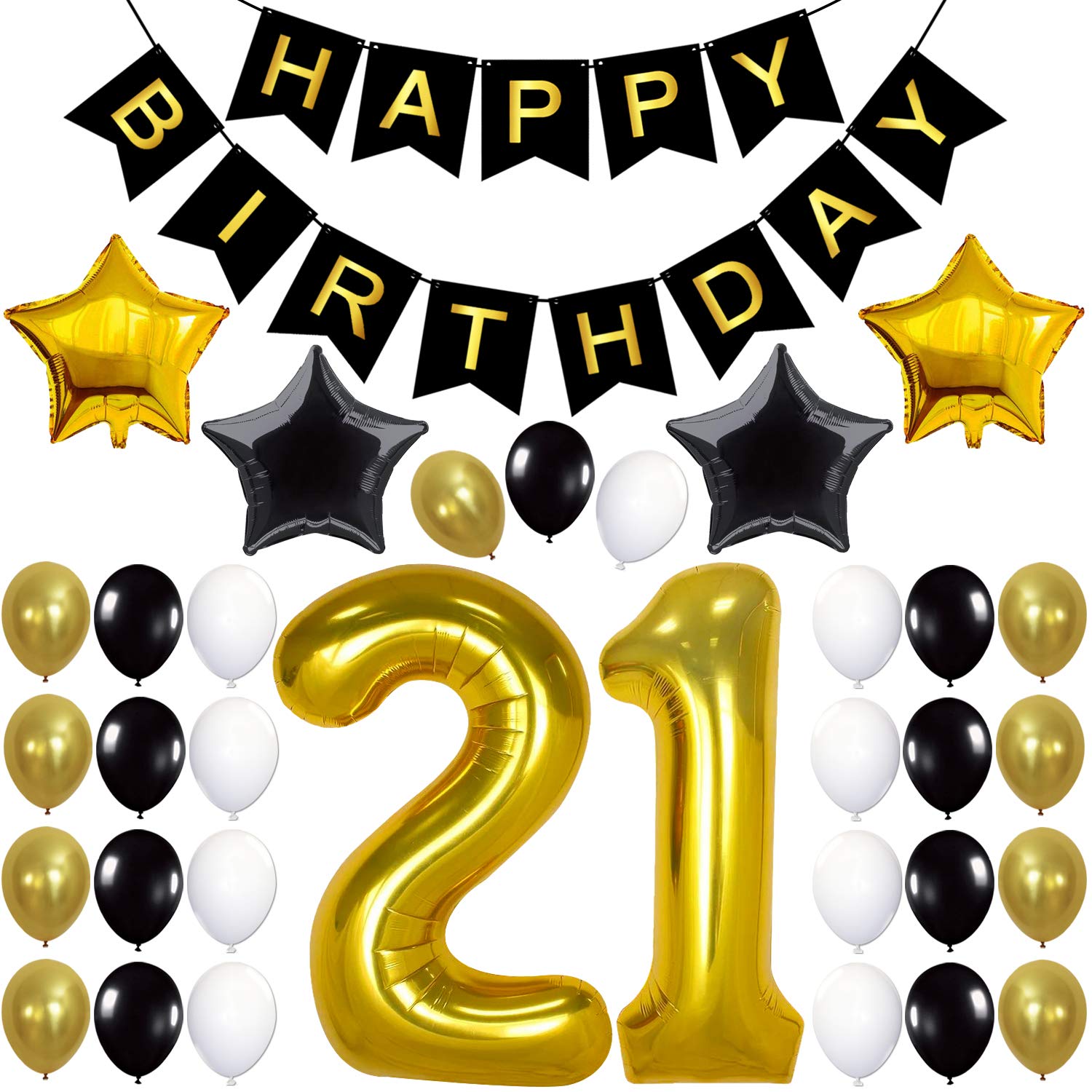 21 Years Old Party Supplies And Gifts Katchon 21 Birthday Gold And