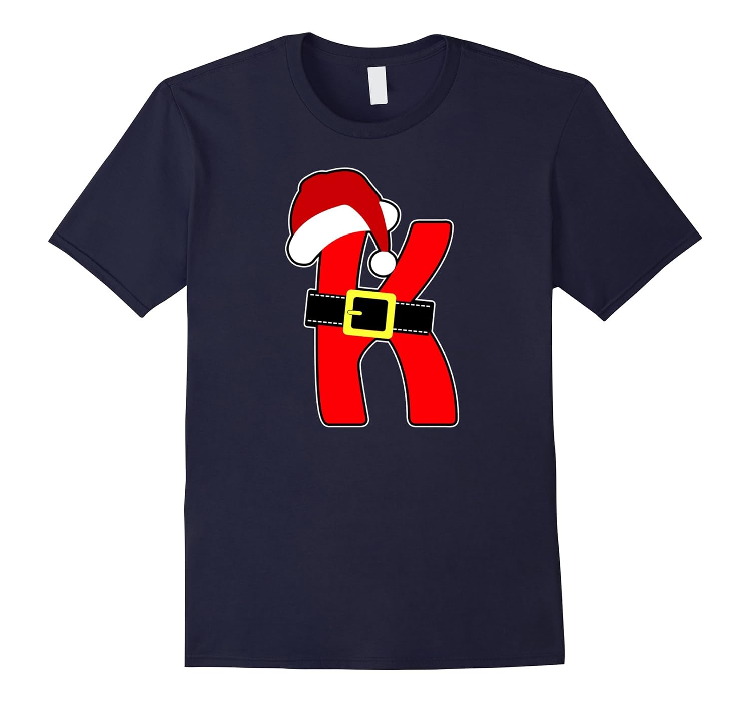 Christmas Monogram Letter K Santa Hat Belt T-shirt-ANZ