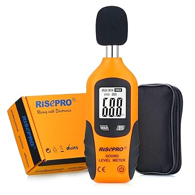 RISEPRO Decibel Meter, Digital Sound Level Meter 30 &ndash; 130 dB Audio Noise Measure Device Backlight MAX/MIN, Data Hold Auto Power Off Dual Ranges HT-80A