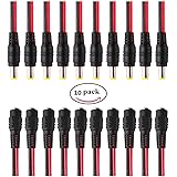 Makerfire 20 Pcs DC Power Pigtail Cable 12V 5A Male and Female CCTV Security Camera Power Adapter Connectors for CCTV DVR Surveillance Video System