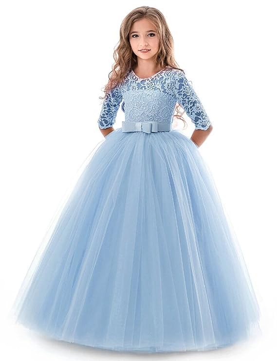 NNJXD Mädchen Festzug Stickerei Prom Kleider Prinzessin Hochzeit Kleidung
