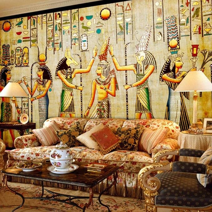 Custom Wall Mural Wallpaper Egyptian Figures Large Wall Murals Living