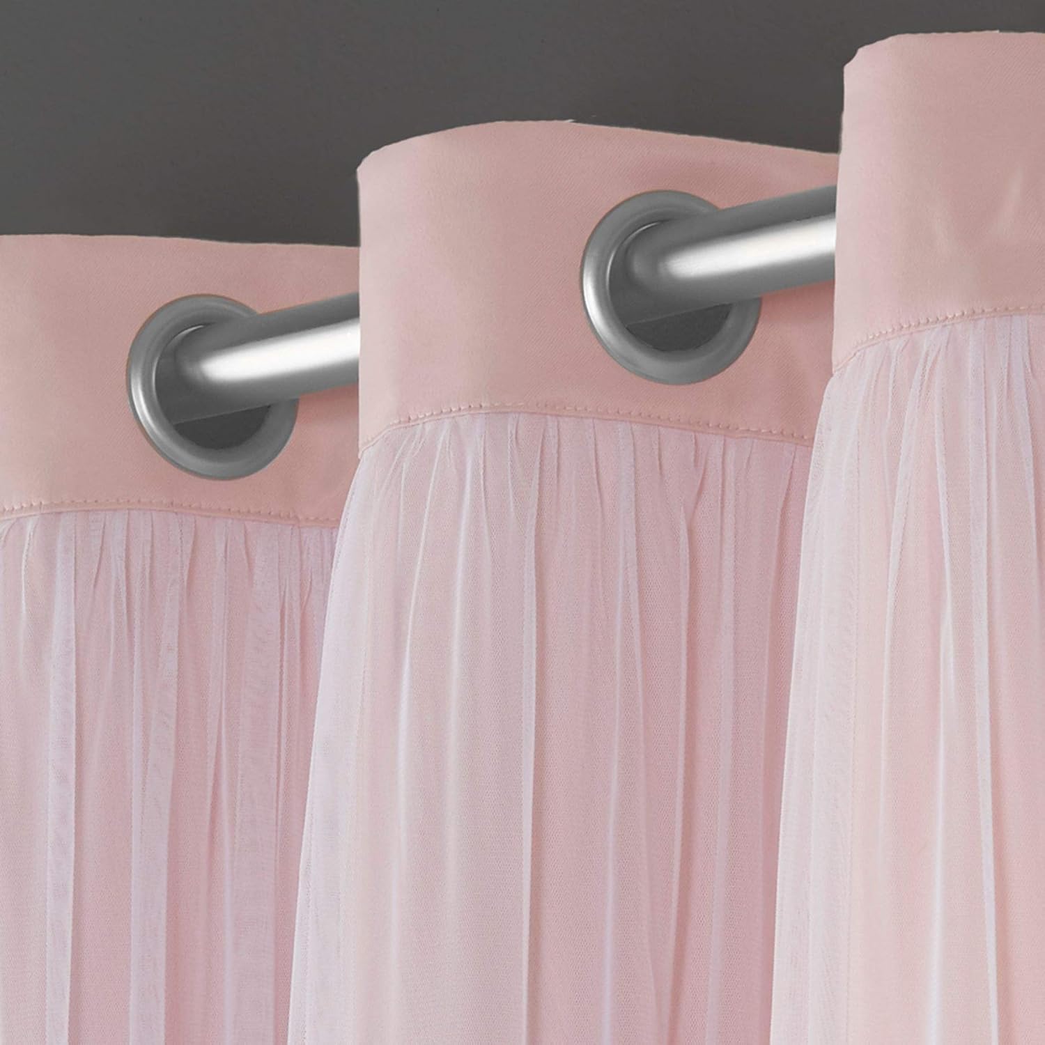 Exclusive Home Curtains Catarina Layered Solid Blackout and Sheer Window Curtain Panel Pair with Grommet Top, 52x84, Rose Blush, 2 Count: Home & Kitchen