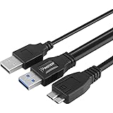 Insten Dual USB 3.0 Type A to Micro-B USB Y Shape High Speed Cable for External Hard Drives/Seagate/Toshiba/WD/Hitachi/Samsung/Wii-U/Note 3 (21 Inches)